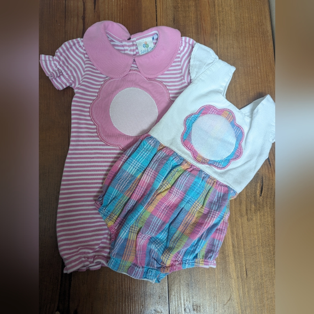 Switcharoo Bubble and Romper with Interchangeable Velcro Patches, 12M